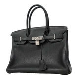 【6ia1068】エルメス ハンドバッグ バーキン30 トリヨンクレマンス ブラック シルバー金具 □N刻印【中古】レディース