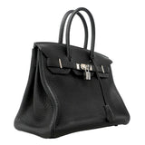 【6ia1067】エルメス ハンドバッグ バーキン30 トゴ ブラック シルバー金具 □J刻印【中古】レディース