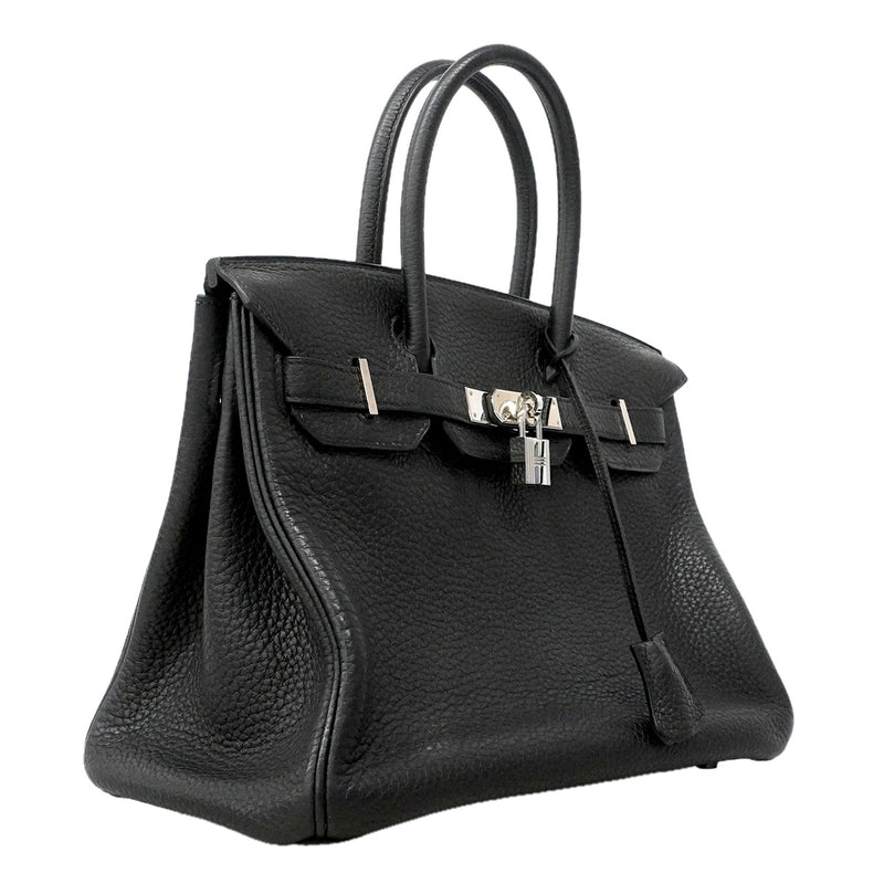 【6ia1067】エルメス ハンドバッグ バーキン30 トゴ ブラック シルバー金具 □J刻印【中古】レディース