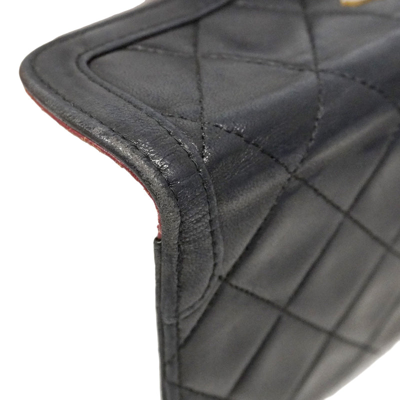 【6ia1079】シャネル ショルダーバッグ マトラッセ チェーンショルダー ラムスキン ブラック ゴールド金具【中古】レディース