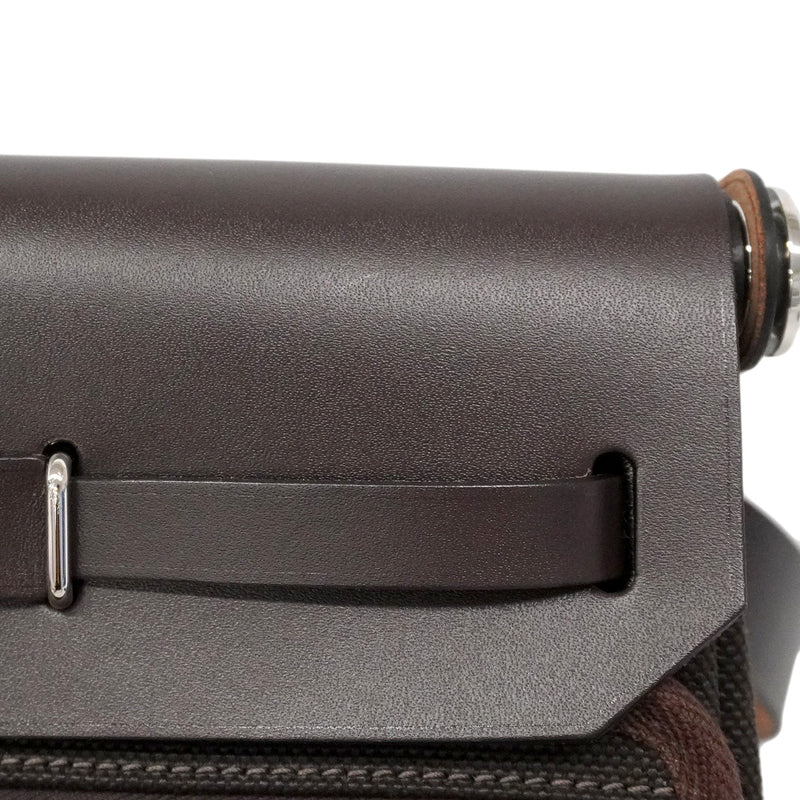 【6ia1080】エルメス ショルダーバッグ エールバッグジップミニ トワルミリタリー エベーヌ シルバー金具 K刻印【中古】レディース