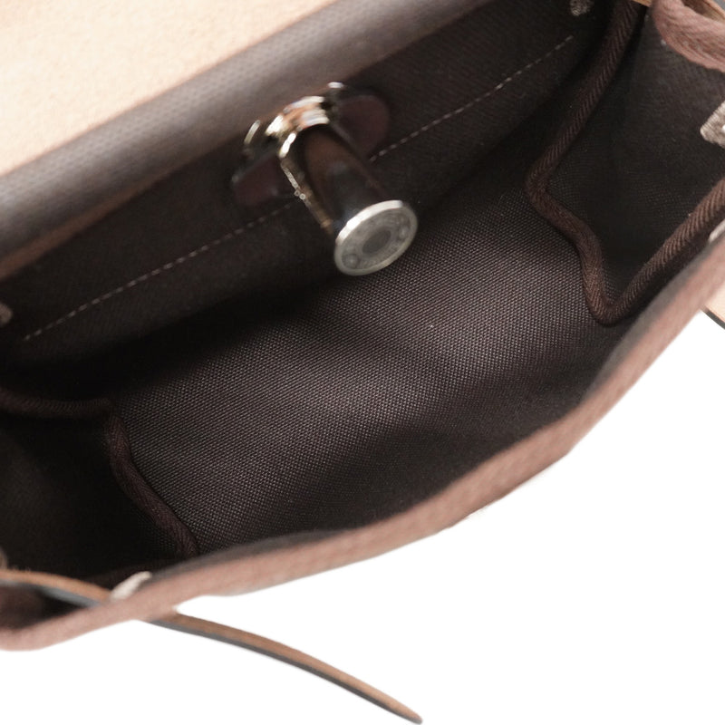 【6ia1080】エルメス ショルダーバッグ エールバッグジップミニ トワルミリタリー エベーヌ シルバー金具 K刻印【中古】レディース