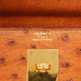 【6ia1081】エルメス ハンドバッグ ケリー32 オーストリッチ チェスナッツ ゴールド金具 ○V刻印 2wayバッグ【中古】レディース