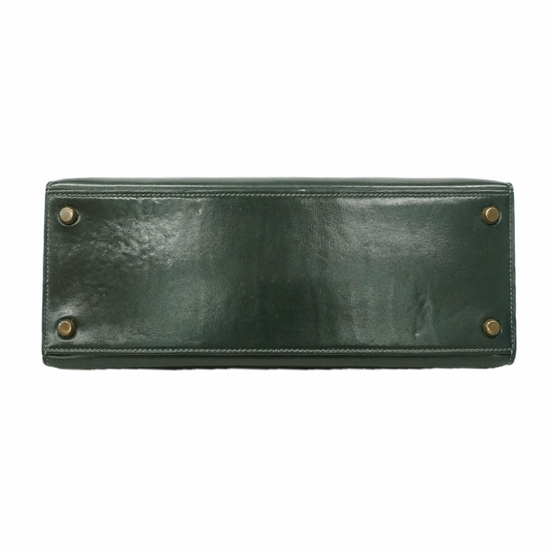 【6ia1082】エルメス ハンドバッグ ケリー28 ボックスカーフ グリーン ゴールド金具 ○Q刻印【中古】レディース