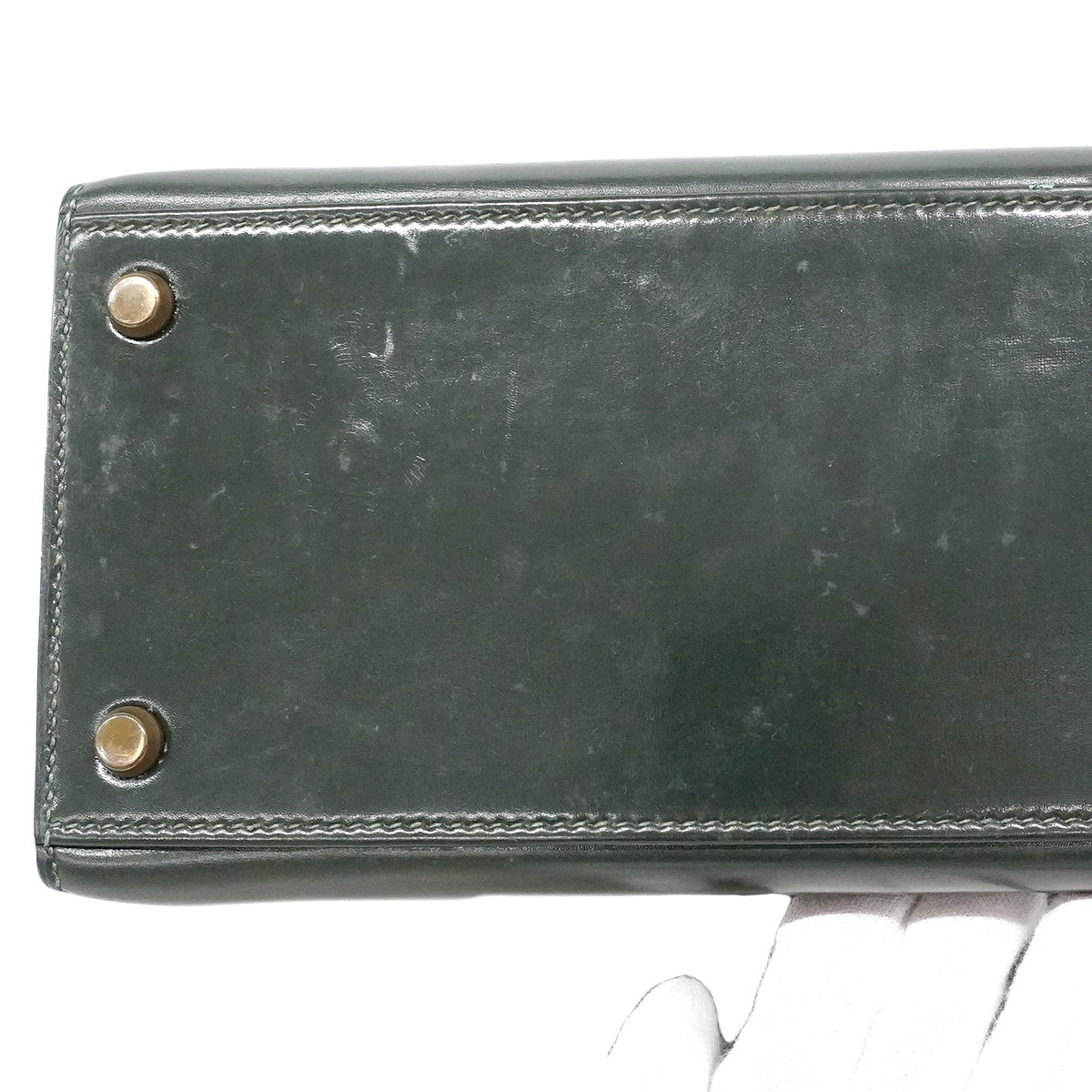 【6ia1082】エルメス ハンドバッグ ケリー28 ボックスカーフ グリーン ゴールド金具 ○Q刻印【中古】レディース