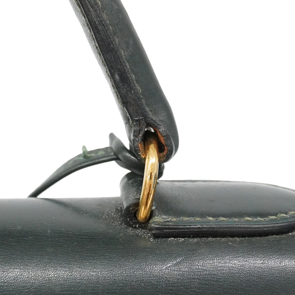 【6ia1082】エルメス ハンドバッグ ケリー28 ボックスカーフ グリーン ゴールド金具 ○Q刻印【中古】レディース