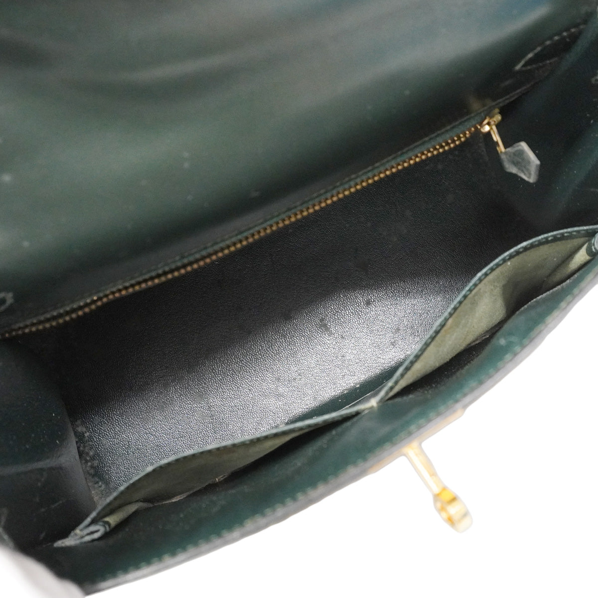 【6ia1082】エルメス ハンドバッグ ケリー28 ボックスカーフ グリーン ゴールド金具 ○Q刻印【中古】レディース
