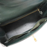 【6ia1082】エルメス ハンドバッグ ケリー28 ボックスカーフ グリーン ゴールド金具 ○Q刻印【中古】レディース