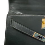 【6ia1082】エルメス ハンドバッグ ケリー28 ボックスカーフ グリーン ゴールド金具 ○Q刻印【中古】レディース