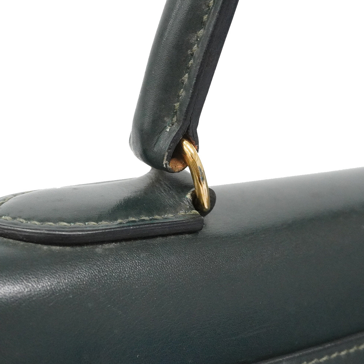【6ia1082】エルメス ハンドバッグ ケリー28 ボックスカーフ グリーン ゴールド金具 ○Q刻印【中古】レディース