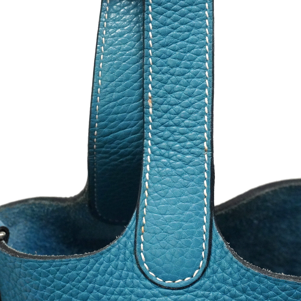 【6ia1085】エルメス ハンドバッグ ピコタンPM トリヨンクレマンス ブルージーン シルバー金具 □H刻印【中古】レディース