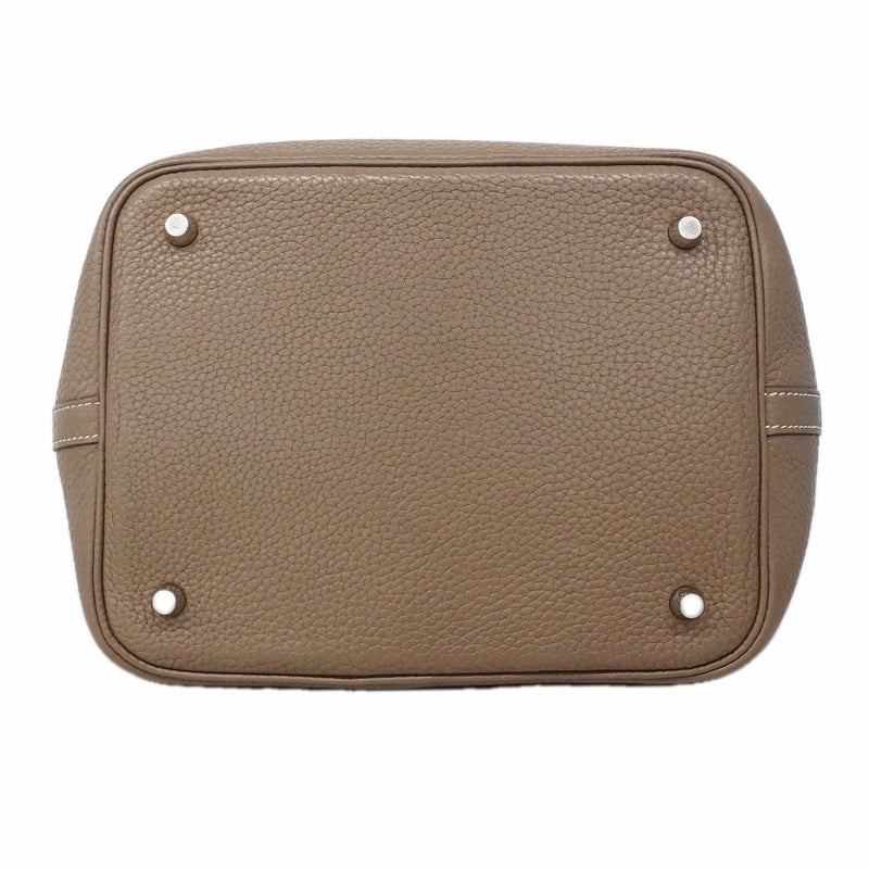 【6ia1088】エルメス ハンドバッグ ピコタンロックMM トリヨンクレマンス エトゥープ シルバー金具 □O刻印【中古】レディース