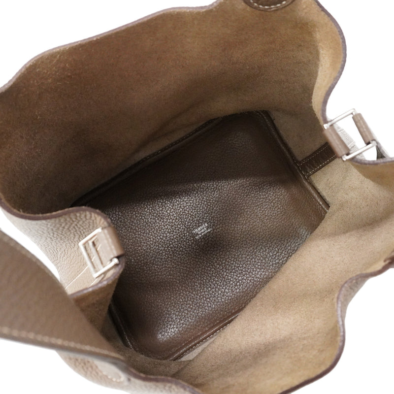 【6ia1088】エルメス ハンドバッグ ピコタンロックMM トリヨンクレマンス エトゥープ シルバー金具 □O刻印【中古】レディース