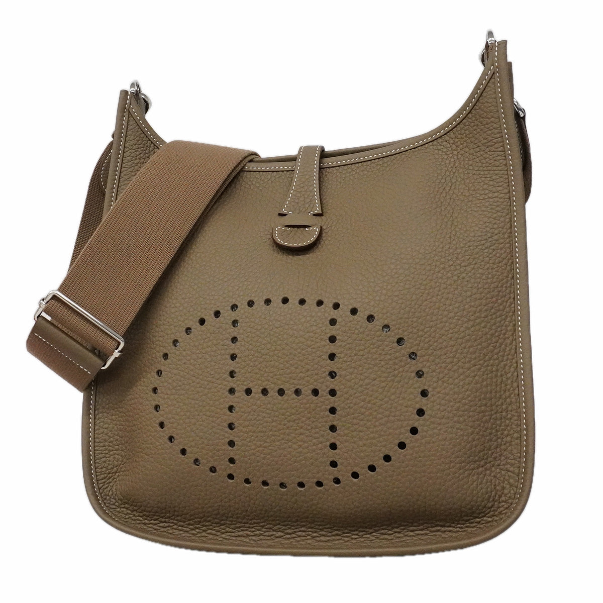 【6ia1097】エルメス ショルダーバッグ エヴリン3PM トリヨンクレマンス エトゥープ シルバー金具 K刻印【中古】レディース