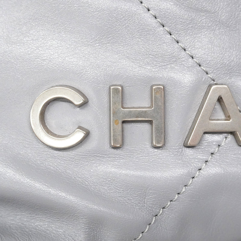 【6ia1101】シャネル ショルダーバッグ チェーンショルダー シャネル22ミニ グレー シルバー金具【中古】レディース
