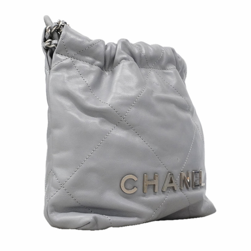 【6ia1101】シャネル ショルダーバッグ チェーンショルダー シャネル22ミニ グレー シルバー金具【中古】レディース
