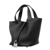 【6ia1102】エルメス ハンドバッグ ピコタンロックPM トリヨンクレマンス ブラック シルバー金具 D刻印【中古】レディース