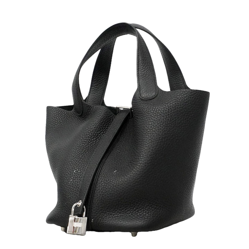 【6ia1102】エルメス ハンドバッグ ピコタンロックPM トリヨンクレマンス ブラック シルバー金具 D刻印【中古】レディース