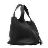 【6ia1102】エルメス ハンドバッグ ピコタンロックPM トリヨンクレマンス ブラック シルバー金具 D刻印【中古】レディース