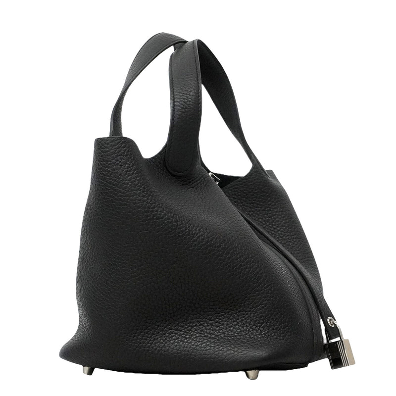 【6ia1102】エルメス ハンドバッグ ピコタンロックPM トリヨンクレマンス ブラック シルバー金具 D刻印【中古】レディース