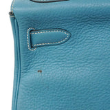 【6ia1104】エルメス ハンドバッグ ケリー32 トリヨンクレマンス ブルージーン シルバー金具 □N刻印 2wayバッグ【中古】レディース
