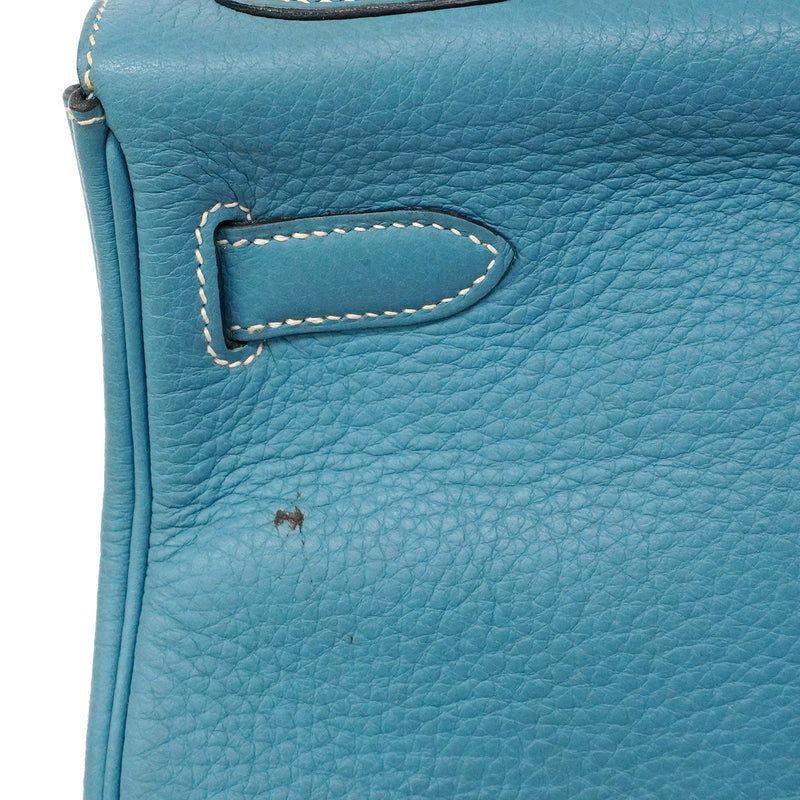 【6ia1104】エルメス ハンドバッグ ケリー32 トリヨンクレマンス ブルージーン シルバー金具 □N刻印 2wayバッグ【中古】レディース