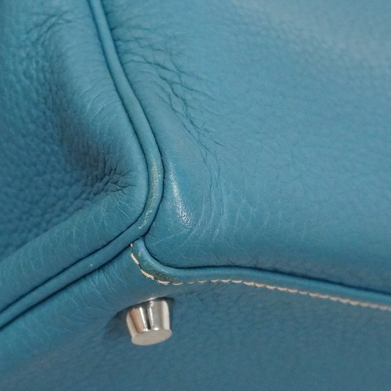 【6ia1104】エルメス ハンドバッグ ケリー32 トリヨンクレマンス ブルージーン シルバー金具 □N刻印 2wayバッグ【中古】レディース