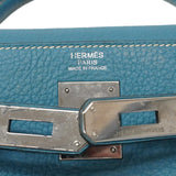 【6ia1104】エルメス ハンドバッグ ケリー32 トリヨンクレマンス ブルージーン シルバー金具 □N刻印 2wayバッグ【中古】レディース