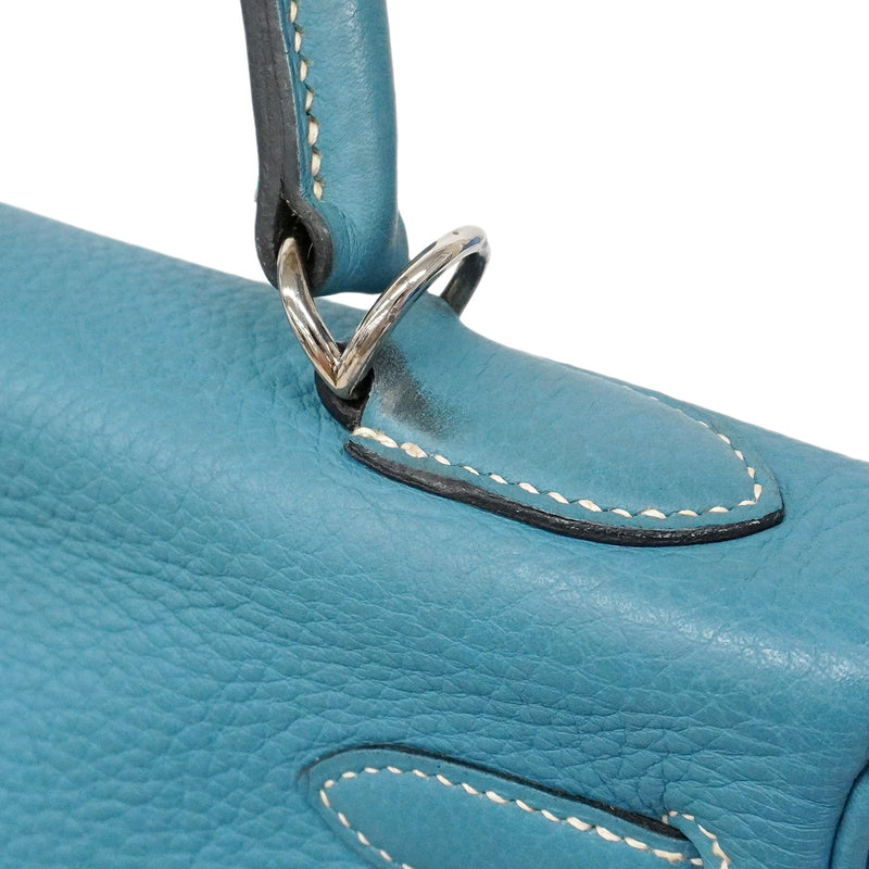 【6ia1104】エルメス ハンドバッグ ケリー32 トリヨンクレマンス ブルージーン シルバー金具 □N刻印 2wayバッグ【中古】レディース