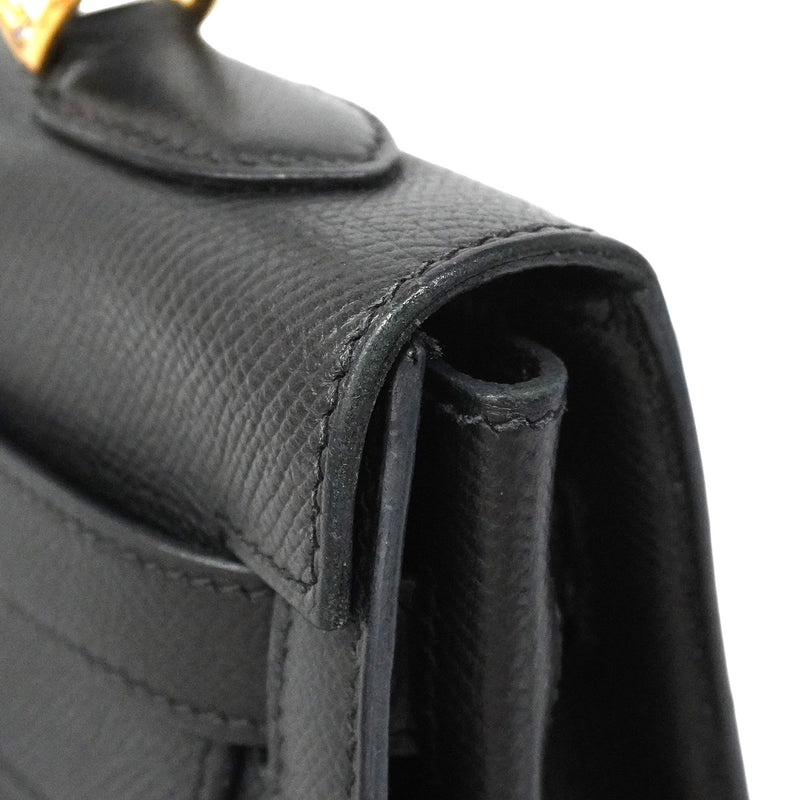 【6ia1105】エルメス ハンドバッグ ケリー32 ヴォーエプソン ブラック ゴールド金具 □O刻印 2wayバッグ【中古】レディース