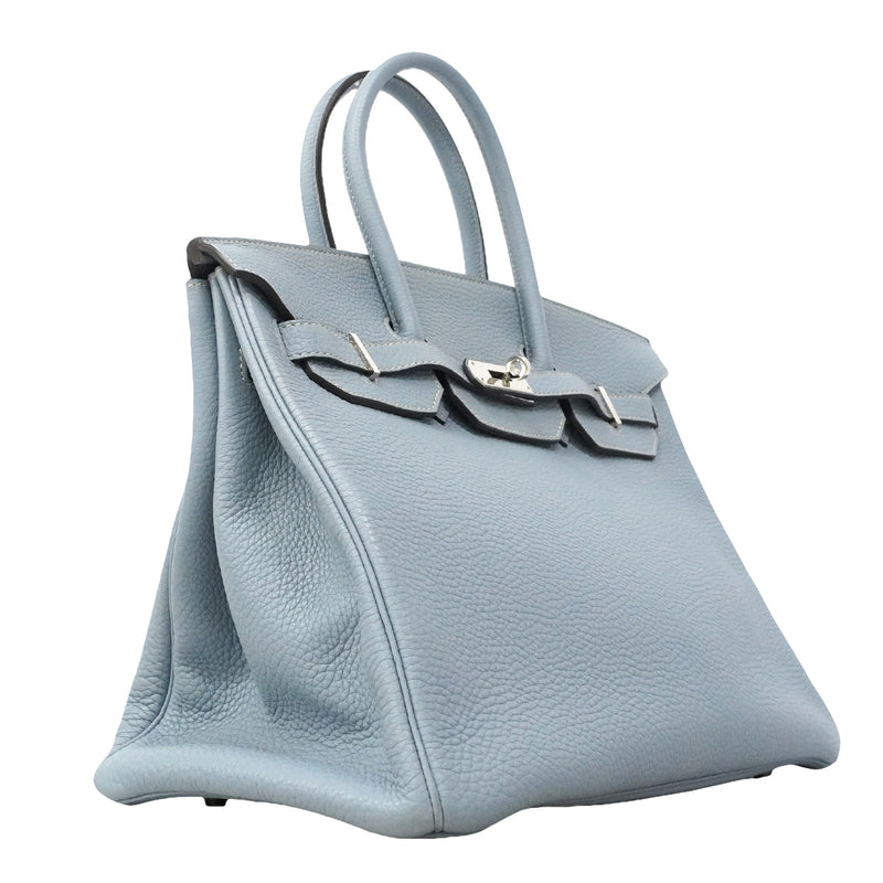 【6ia1106】エルメス ハンドバッグ バーキン35 トゴ ブルーラン シルバー金具 □P刻印【中古】レディース