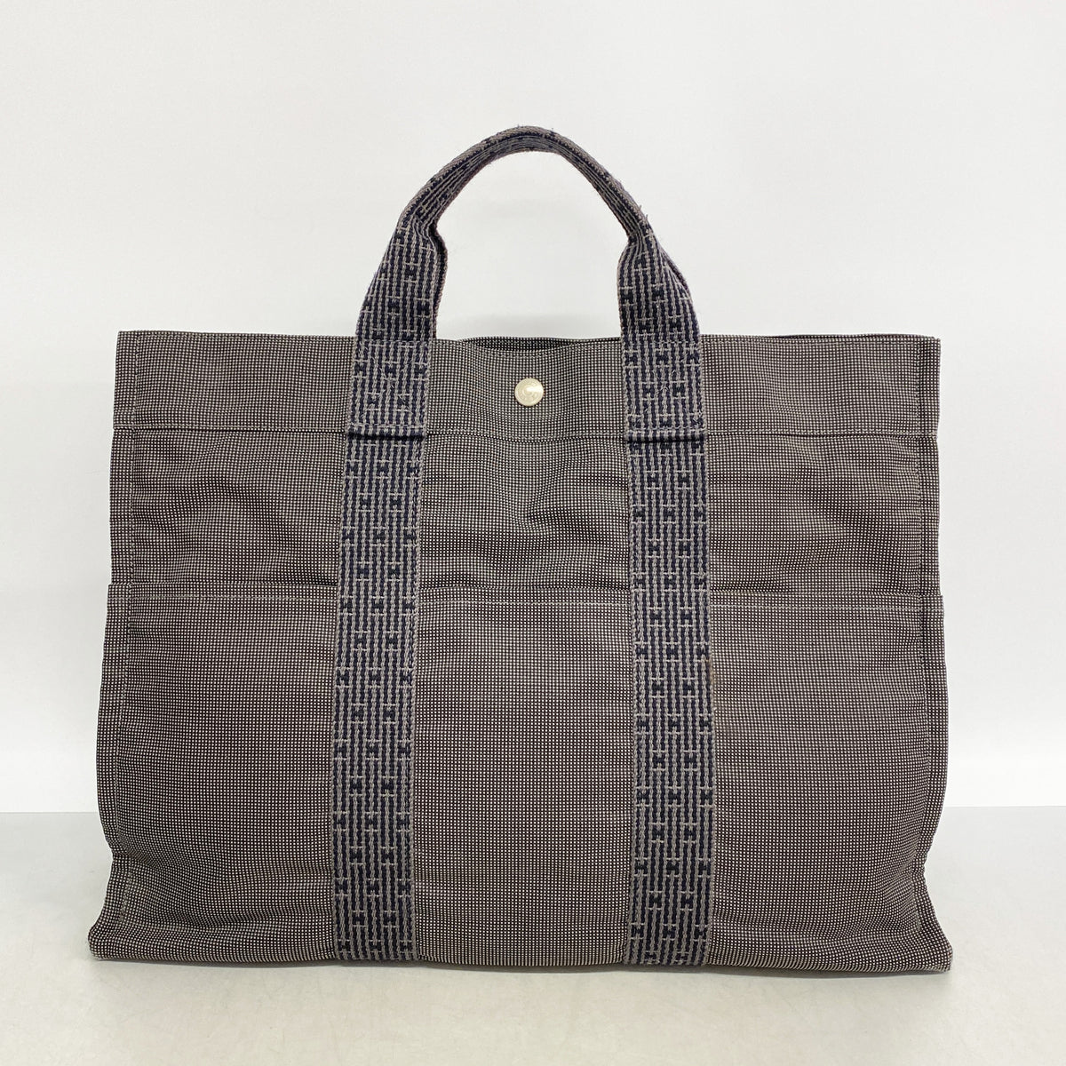 【6ia1120】エルメス トートバッグ エールラインMM ナイロン グレー シルバー金具【中古】メンズ レディース ユニセックス
