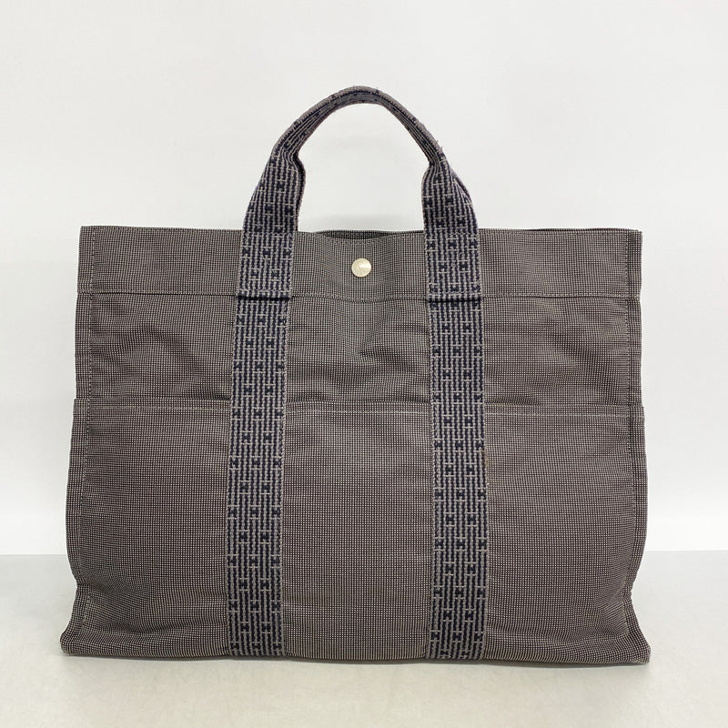 【6ia1120】エルメス トートバッグ エールラインMM ナイロン グレー シルバー金具【中古】メンズ レディース ユニセックス