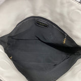 【6ia1123】シャネル トートバッグ ラムスキン ホワイト ブラック ゴールド金具【中古】レディース