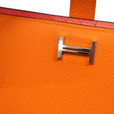 【6ia1130-e】エルメス 財布 ベアンコンパクトヴェルソ ヴォーエプソン オレンジ ローズアザレ シルバー金具 C刻印【中古】レディース