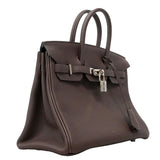 【6ia1131-g】エルメス ハンドバッグ バーキン25 トゴ ショコラ シルバー金具 D刻印【中古】レディース