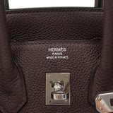 【6ia1131-g】エルメス ハンドバッグ バーキン25 トゴ ショコラ シルバー金具 D刻印【中古】レディース