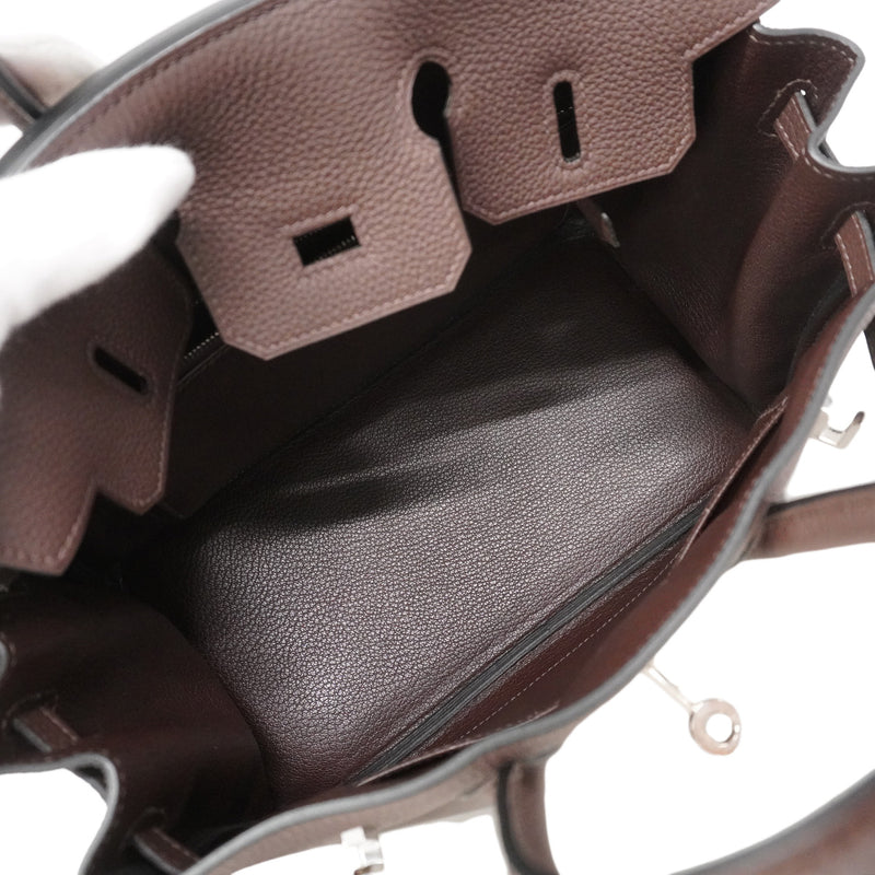 【6ia1131-g】エルメス ハンドバッグ バーキン25 トゴ ショコラ シルバー金具 D刻印【中古】レディース