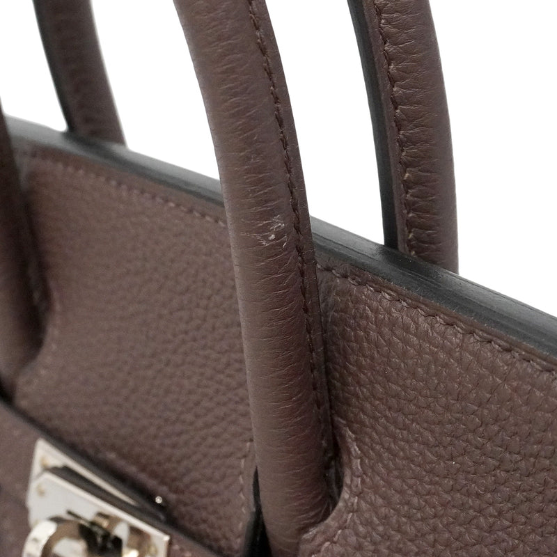 【6ia1131-g】エルメス ハンドバッグ バーキン25 トゴ ショコラ シルバー金具 D刻印【中古】レディース