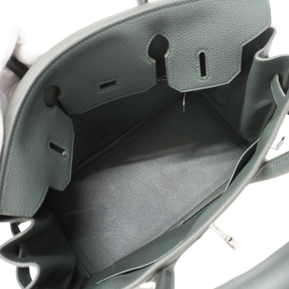 【6ia1132-g】エルメス ハンドバッグ バーキン30 トゴ ヴェールマングローブ シルバー金具 K刻印【中古】レディース
