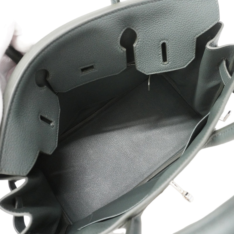 【6ia1132-g】エルメス ハンドバッグ バーキン30 トゴ ヴェールマングローブ シルバー金具 K刻印【中古】レディース