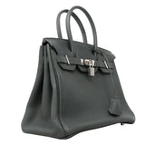 【6ia1132-g】エルメス ハンドバッグ バーキン30 トゴ ヴェールマングローブ シルバー金具 K刻印【中古】レディース