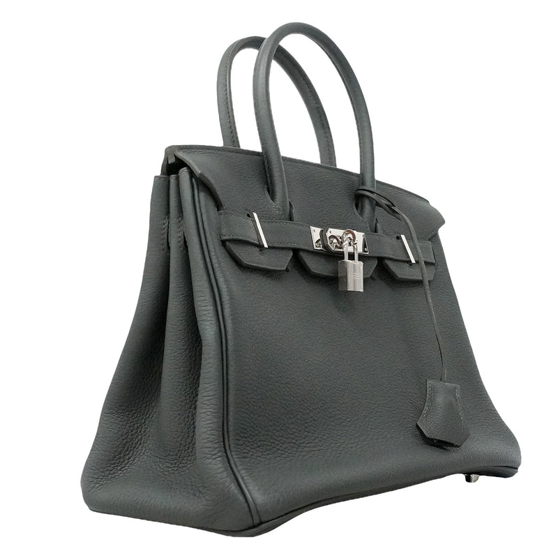 【6ia1132-g】エルメス ハンドバッグ バーキン30 トゴ ヴェールマングローブ シルバー金具 K刻印【中古】レディース