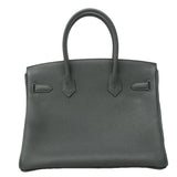 【6ia1132-g】エルメス ハンドバッグ バーキン30 トゴ ヴェールマングローブ シルバー金具 K刻印【中古】レディース