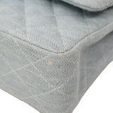 【6ia1135】シャネル ショルダーバッグ マトラッセ Wフラップ Wチェーン コットン ブルーグレー シルバー金具【中古】レディース