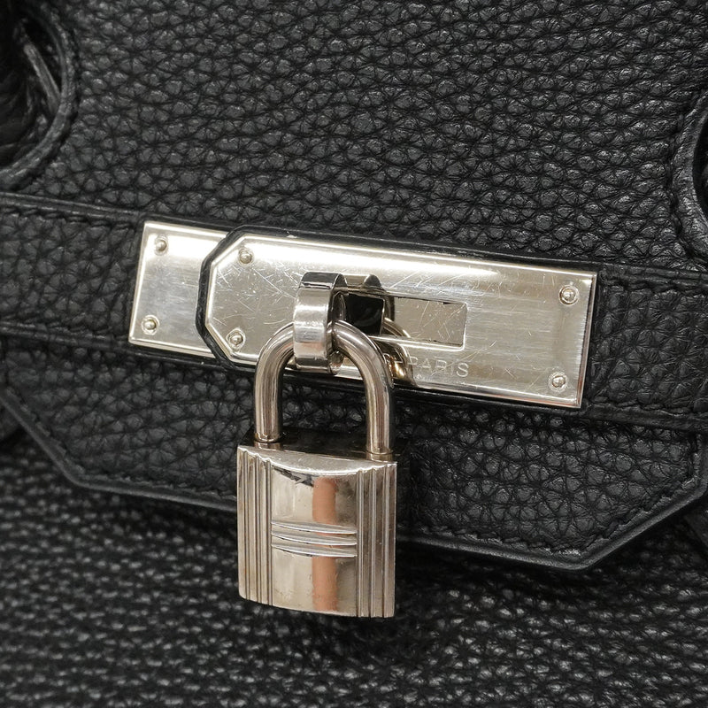 【6ia1140】エルメス ハンドバッグ バーキン35 トゴ ブラック シルバー金具 □K刻印【中古】レディース