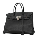【6ia1140】エルメス ハンドバッグ バーキン35 トゴ ブラック シルバー金具 □K刻印【中古】レディース