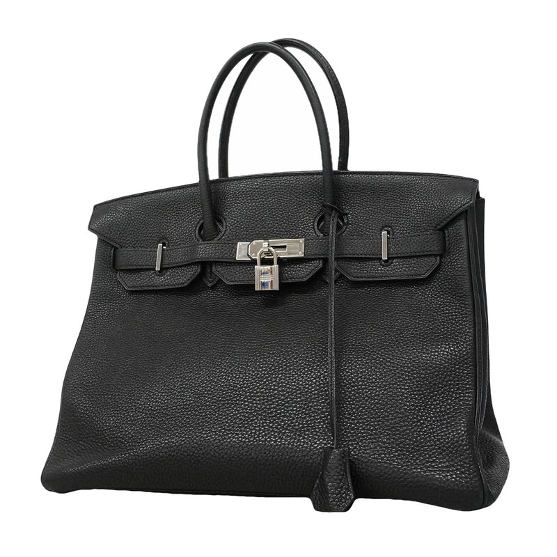 【6ia1140】エルメス ハンドバッグ バーキン35 トゴ ブラック シルバー金具 □K刻印【中古】レディース