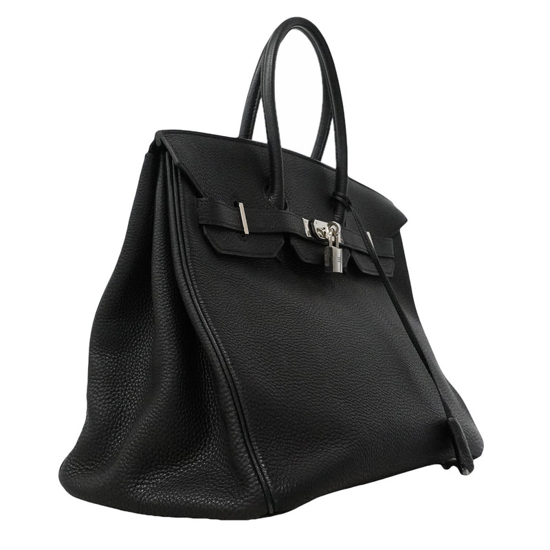 【6ia1140】エルメス ハンドバッグ バーキン35 トゴ ブラック シルバー金具 □K刻印【中古】レディース