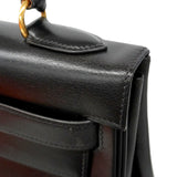【6ia1142】エルメス ハンドバッグ ケリー32 ボックスカーフ ブラック ゴールド金具 ○W刻印 2wayバッグ【中古】レディース
